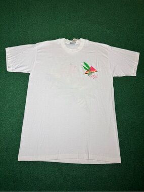 Vintage 80s 90s Panama Jack Surfing T-shirt, Neon Save the Rainforest (Large)
